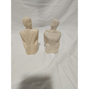 A Pair of Vintage 1980s Ceramic Art Deco Style Busts.